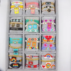 ZHONGVI Ins New Evil Eye Bracelets Boho Handmade Jewelry for Women Men Miyuki Beaded Adjustable Rope Chain Charm Bracelet Gifts
