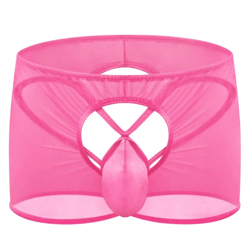 

Мужские прозрачные сексуальные сетчатые шорты-боксеры, эротическая клубная одежда, нижнее белье с открытой передней сумкой, трусики для геев, ролевые игры, трусы с открытой спиной