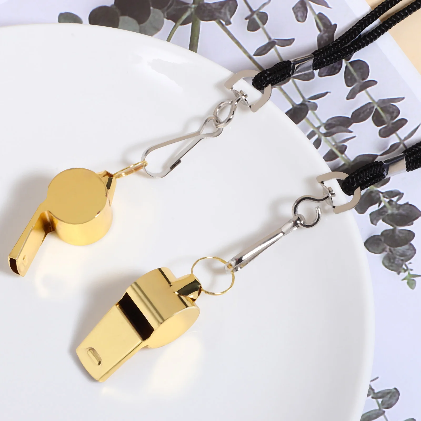 

2pcs Whistle With Lanyard Stainless Steel Cheering Hanging Referee Sports Multi-Function Loud 120Db Corrosion Resistant Whistle