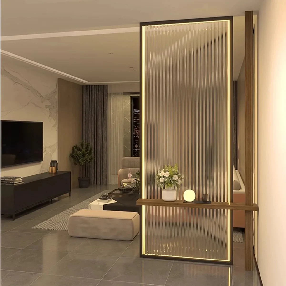 Living room modern simple home screen porch wire glass partition luminous stainless steel glass screen