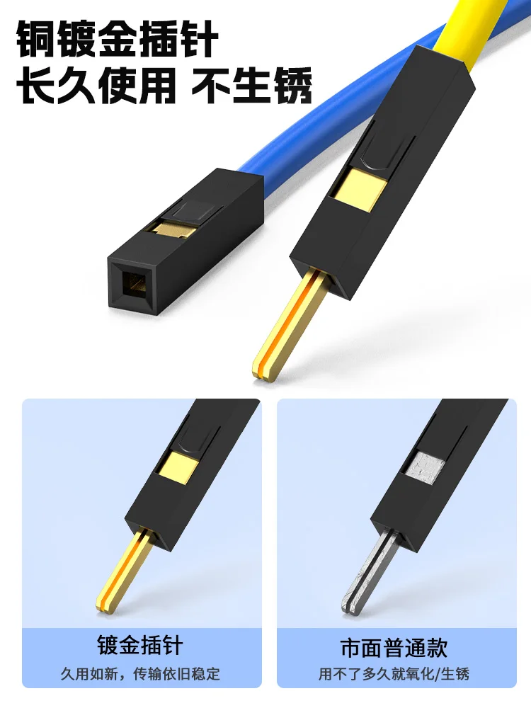 10 шт./лот, позолоченный утолщенный провод DuPont из чистой меди, 24AWG, ленточный провод «папа-мама-папа», соединительный провод DuPont 20 см/30 см