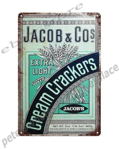 JACOB & COS CREAM CRACKERS metal tin sign outdoor metal wall art decor art