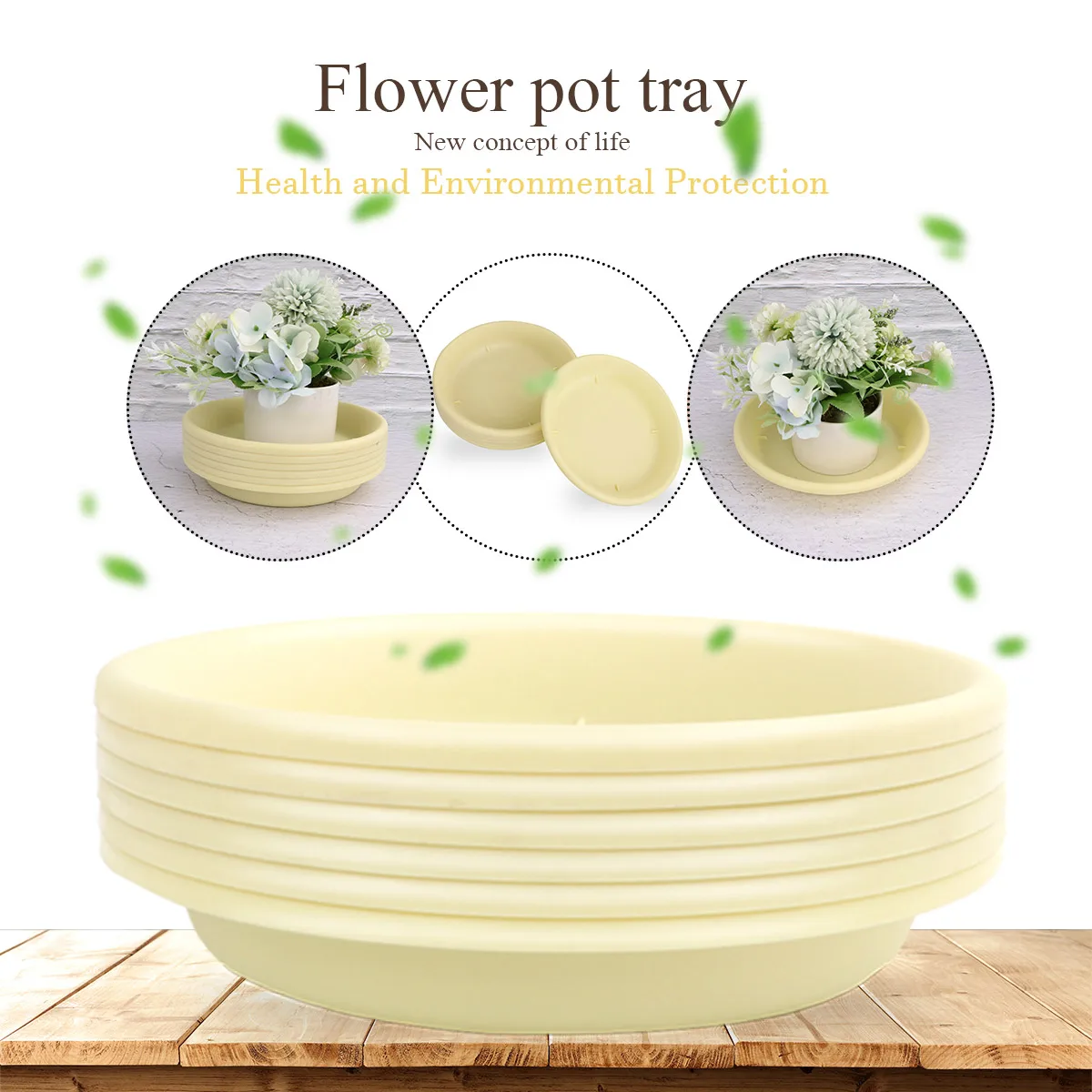 

6 Yellow Pots Tray Durable Premium Material Small Succulent Flower Pots Tray Plant Saucer Plastic Garden Accessories
