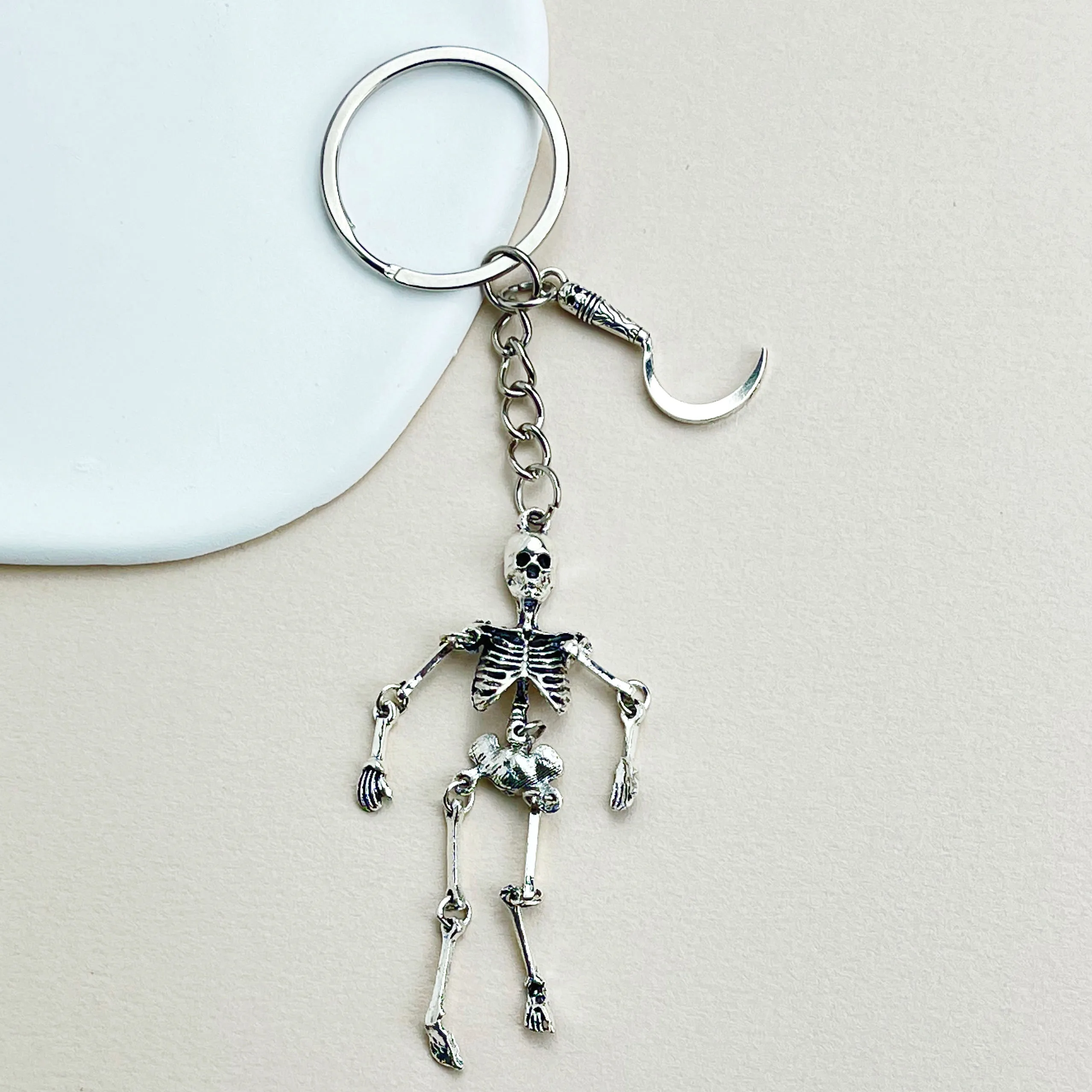 Keychain Human Skeleton for Bags Charm Skull Punk Car Keyring On The Phone