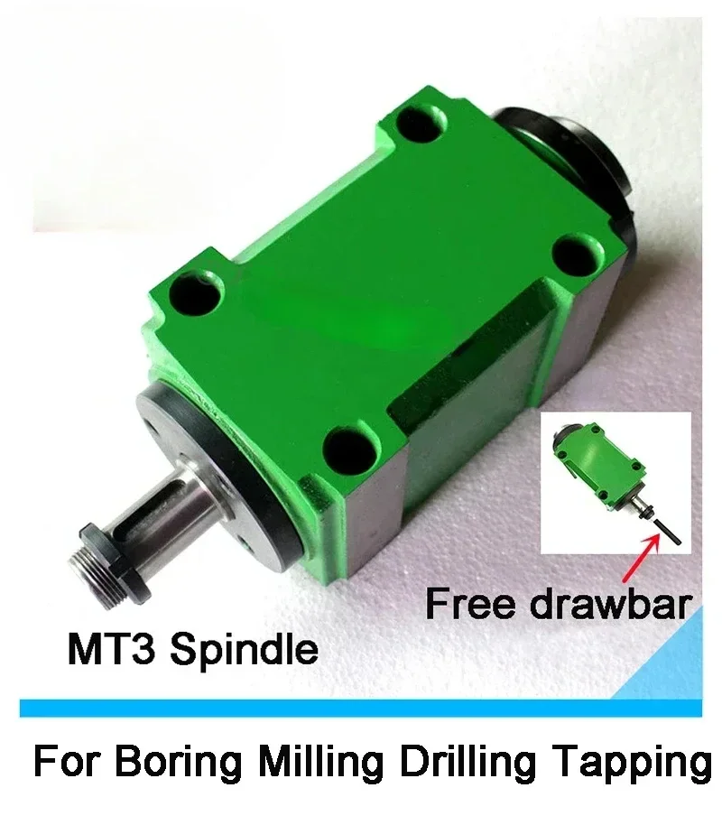 

MT3 Morse 3 Max. 3000~8000rpm Power Head Power Unit Machine Tool Spindle Head for Boring Milling Drilling Tapping & Free Drawbar