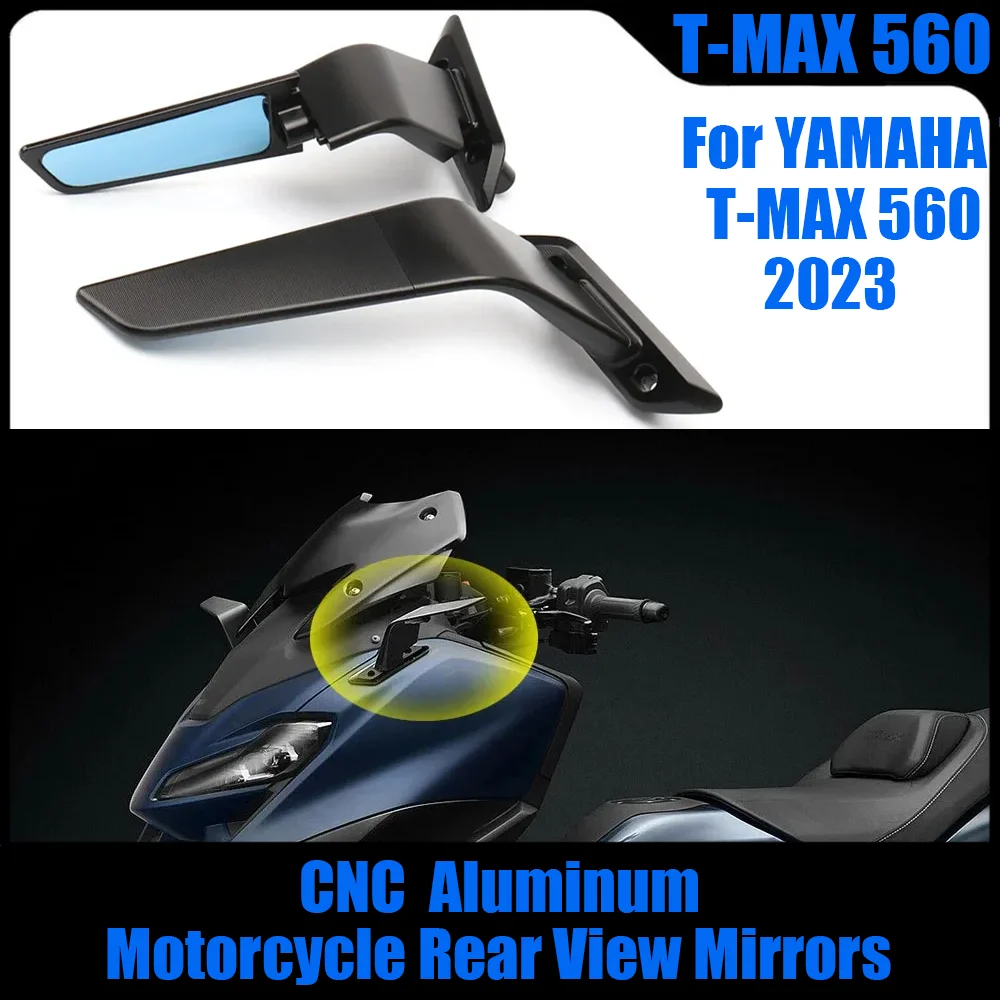 

TMAX560 новые алюминиевые зеркала заднего вида с ЧПУ для мотоцикла, регулируемые для YAMAHA T-MAX560 2023, вращающееся заднее крыло с ветровым крылом
