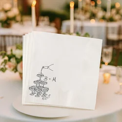 Personalized Wedding Napkins,Wedding Anniversary Engagement Printed Design Napkins,Monogram Cocktail Beverage Dinner Napkins