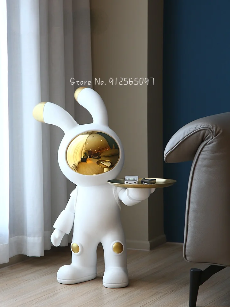 

Large Floor Ornaments Space Rabbit Decoration Sculpture Sofa Side Coffee Storage Tray Home Decoration Accessories Living Room