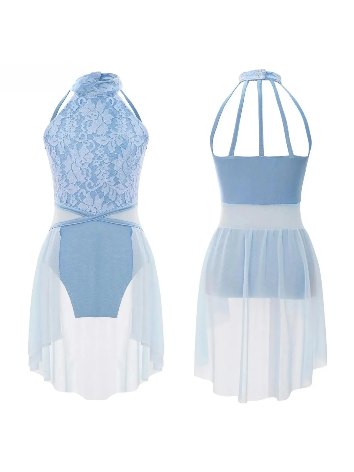 Robe de danse de Ballet sans manches pour enfants filles, jupe en maille florale en dentelle, justaucorps de gymnastique, vêtements de danse lyrique contemporaine moderne