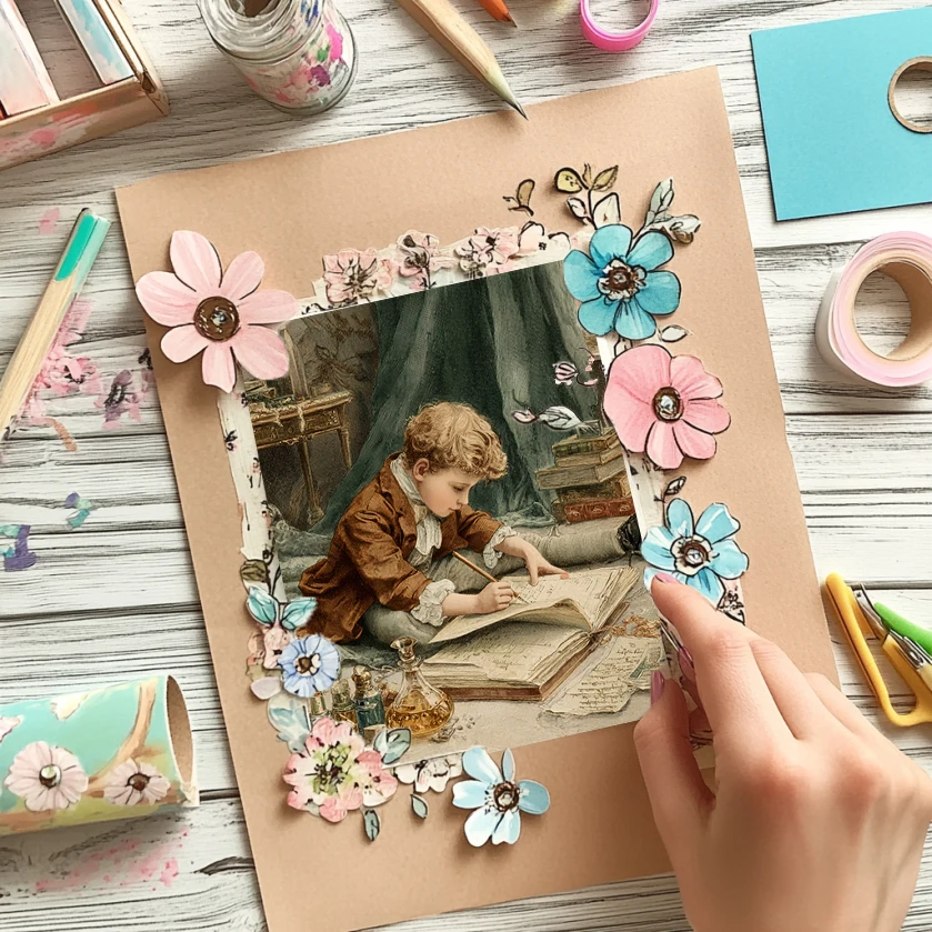 36 vellen 6 "x 6" plakboekpapierpakket: handgeschilderde bloemenprints voor scrapbooking, origami, junk journal en kaarten maken.