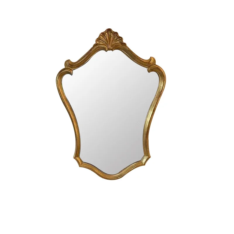 

French retro bathroom mirror desktop makeup mirror wall decoration restaurant background wall hanging mirror with LED light