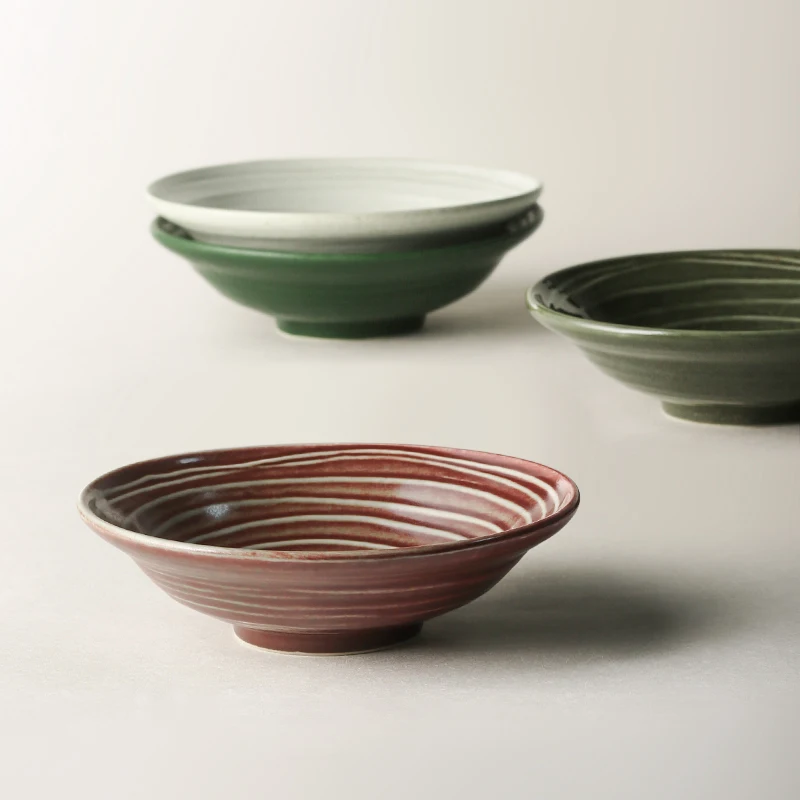 

Ceramic 7 Inch Bowls Under Glazed Fruit Salad Home Food Container Noodles Soup Ramen Bowl Japanese Simple Style 19.5cm Green