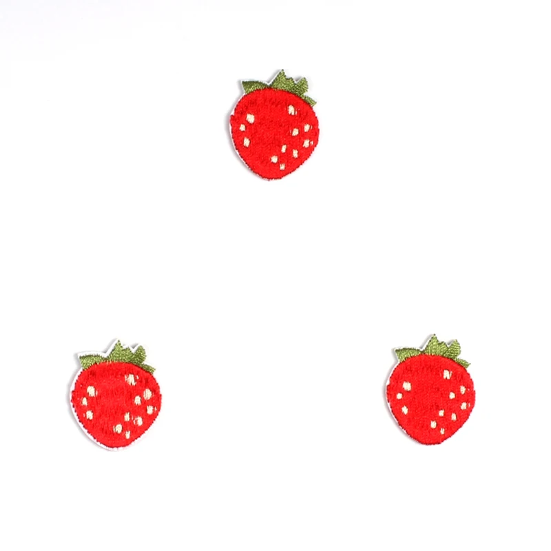 10pcs Cartoon Mini Strawberry Patch Cute Fruit Sticker DIY Kids Clothing Shoes Bags Appliqued Badge Sew On T Shirts Patches