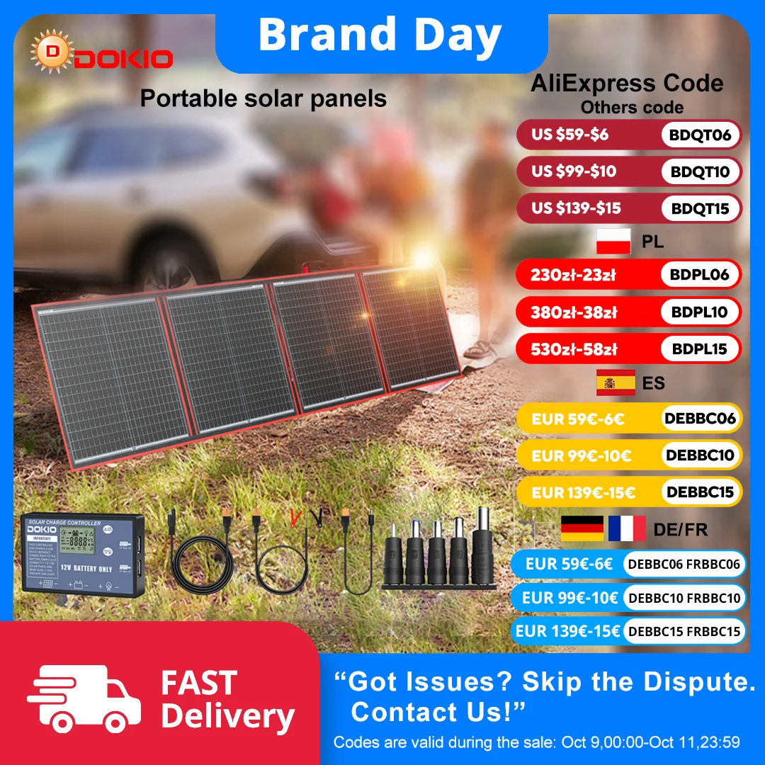 Dokio 18V 150W Flexibles Faltbares Solarpanel mit 12V Controller, Hergestellt in China, Tragbares Solarpanel für Camping