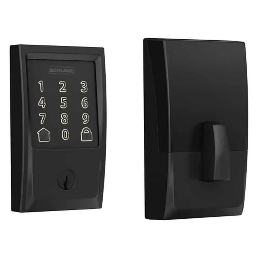 Smart WiFi Deadbolt Lock with Keypad Entry Century Trim Matte Black Measures Perfect Fit