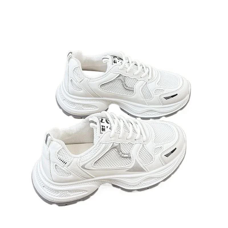 

Spring Autumn New Style Comfortable Fashion Sports Shoes Round Toe Lace-up Casual Thick-soled Height-increasing Women's Shoes