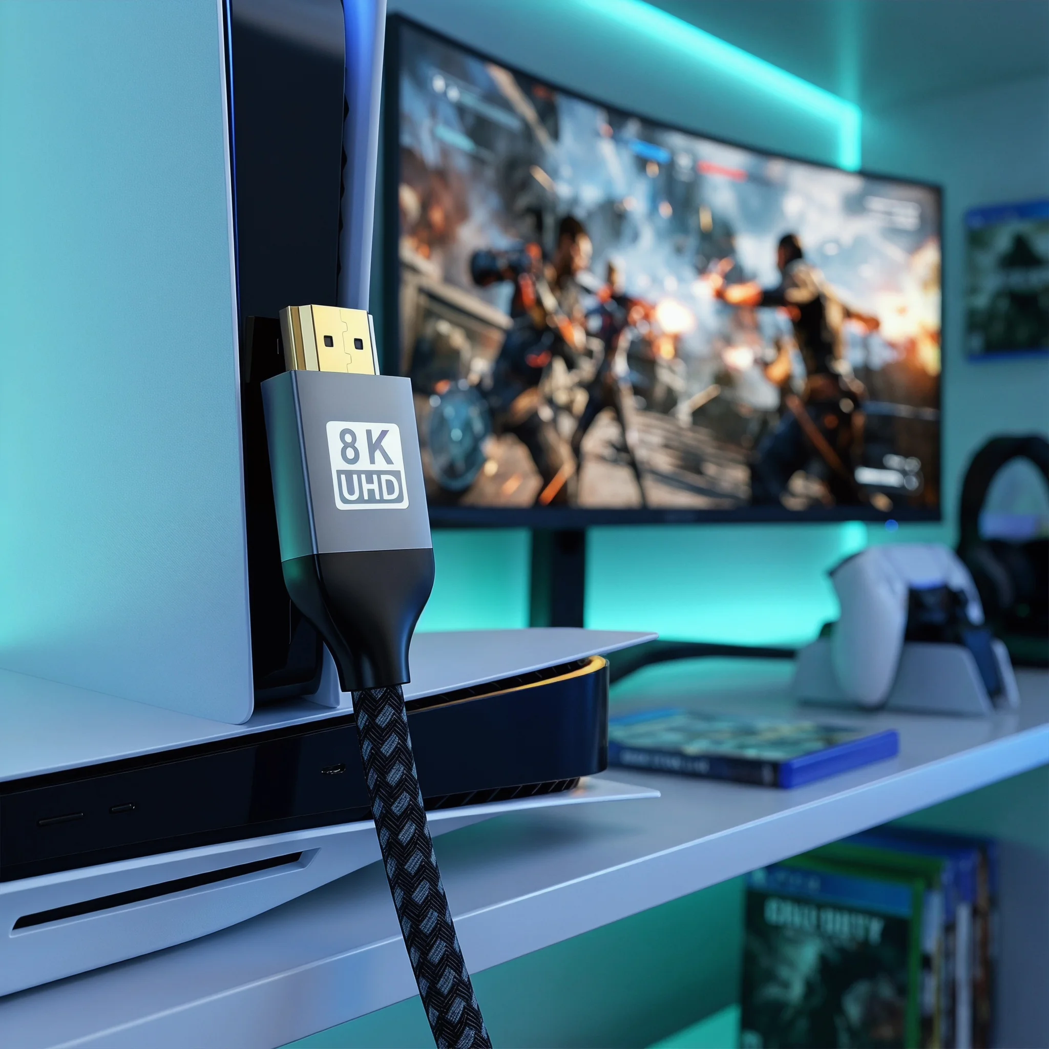 HDMI Adapter Cable 8K@60Hz 48Gbps 1m 2m 3m Support 4K 60Hz HDMI2.1 Extension Cord Connector for PC TV Projector