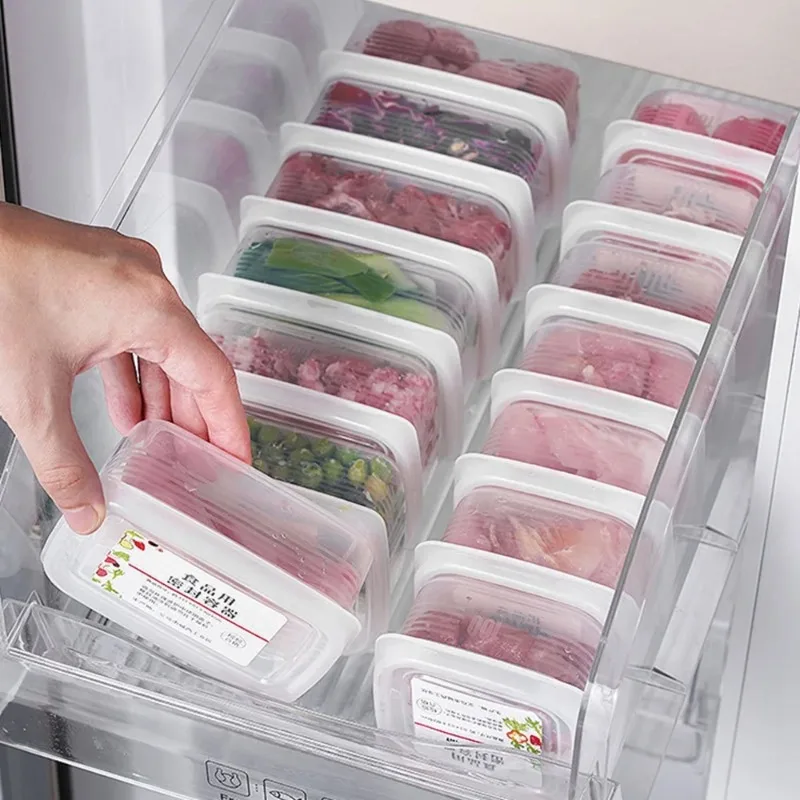 Frozen Food Fruit Storage Box Portable Compartment Refrigerator Freezer Organizers Sub-Packed Meat Onion Ginger Clear Crisper