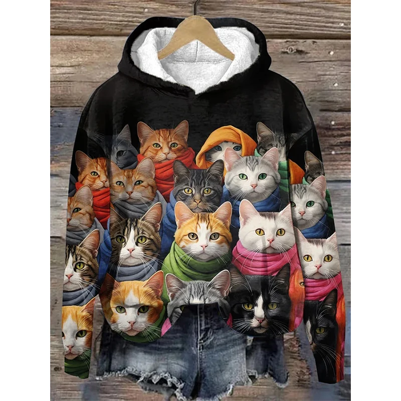 Cute Animal Pattern Hoodies Cat Dog Bee 3D Print Women Hooded Sweatshirts Streetwear Pullovers Tracksuits Female Unisex Clothing