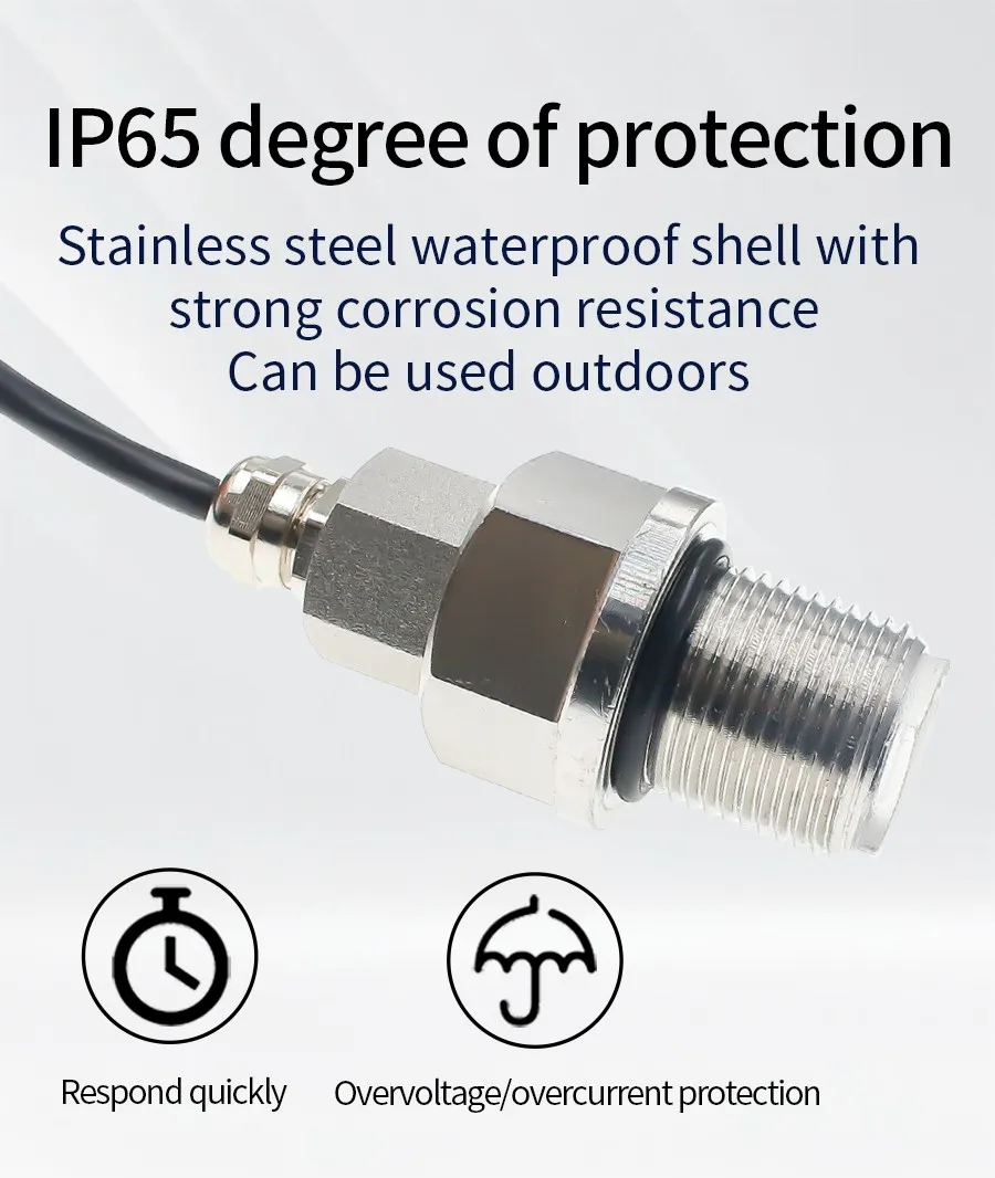 Stainless Steel Pipe UV Radiation Sensor RS485 Pipeline UVA UVB UVC Lamp Detection High Precision Ultraviolet Index Tester