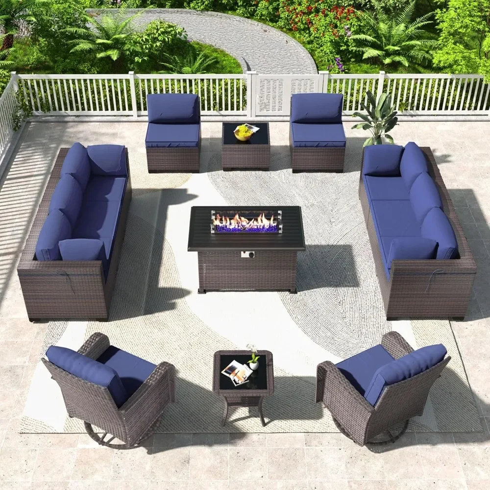 13PCS Outdoor Patio Furniture Set,PE Wicker Rattan Sofa Patio Conversation Sets with 43