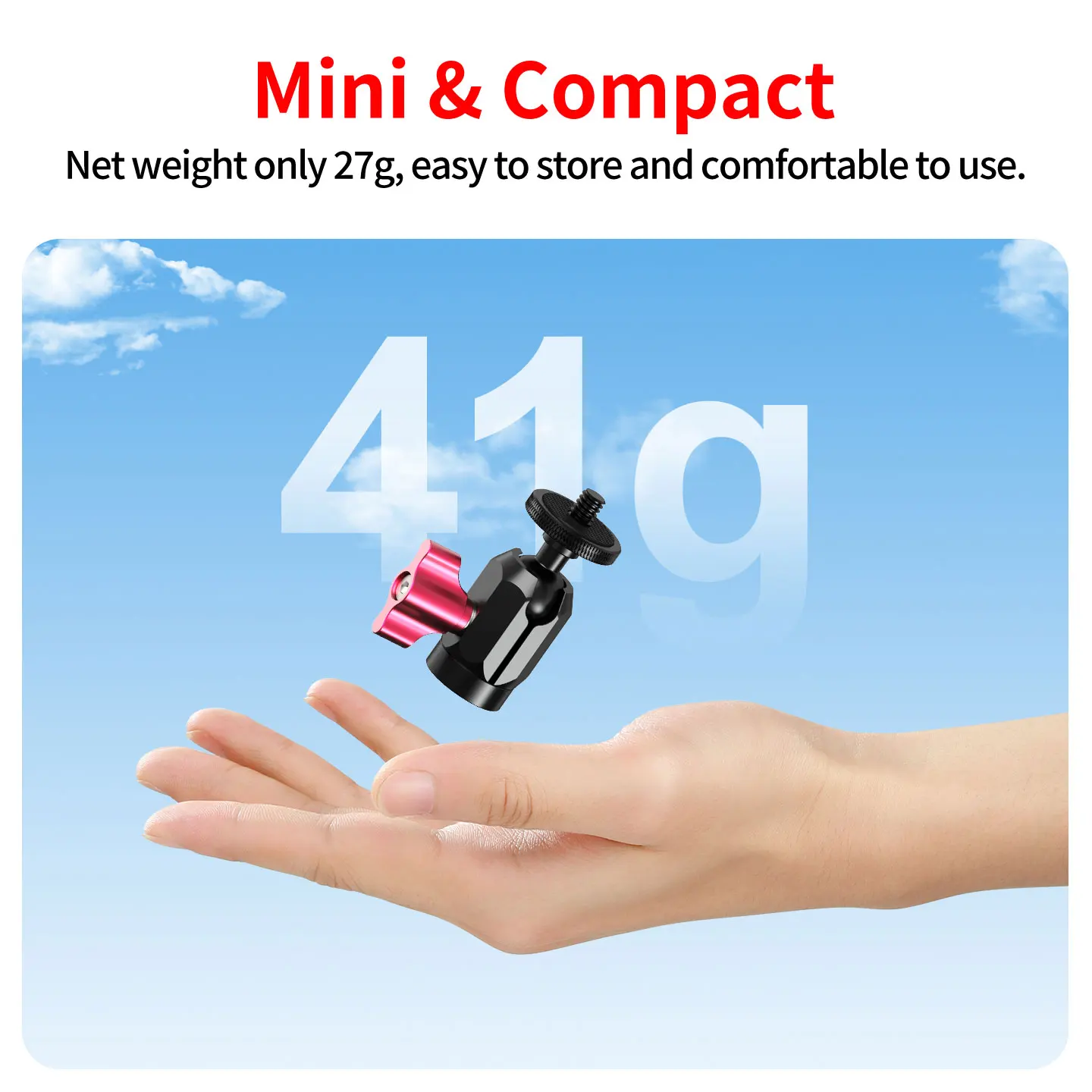 Praktischer Aluminium 360° Drehbarer Mini-Kugelkopf 2kg Tragkraft 1/4 Zoll Schraube ARRI-Halterung für Kamera Monitor Beleuchtung Stativ Einbeinstativ – Detail 6