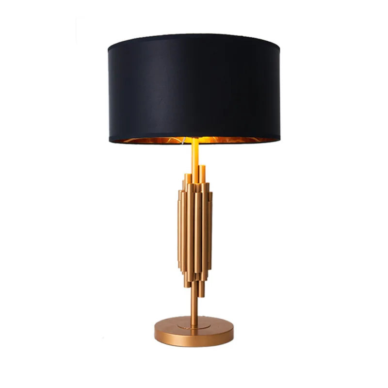 

Table lamp with metal bottom white and black linen fabric shade Bedroom Living room Modern bedside lamp Elegant lamp