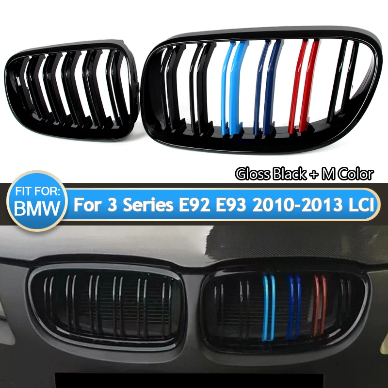 

Glossy Black M-Color Front Kidney Grille For BMW E92 E93 325i 335i LCI 2010-2014