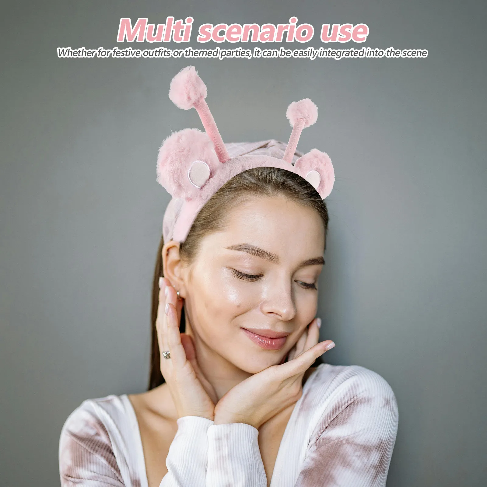 

Bee Headband Pink Cute Pompom Antenna Hairband Cartoon Hair Hoop for Women Party Costume Accessory Bee Hair Hoop