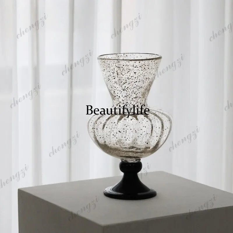 c139 Vintage gold-sprinkled tall wind lamp, glass vase ornament, light luxury and high-end feel for living room dining table