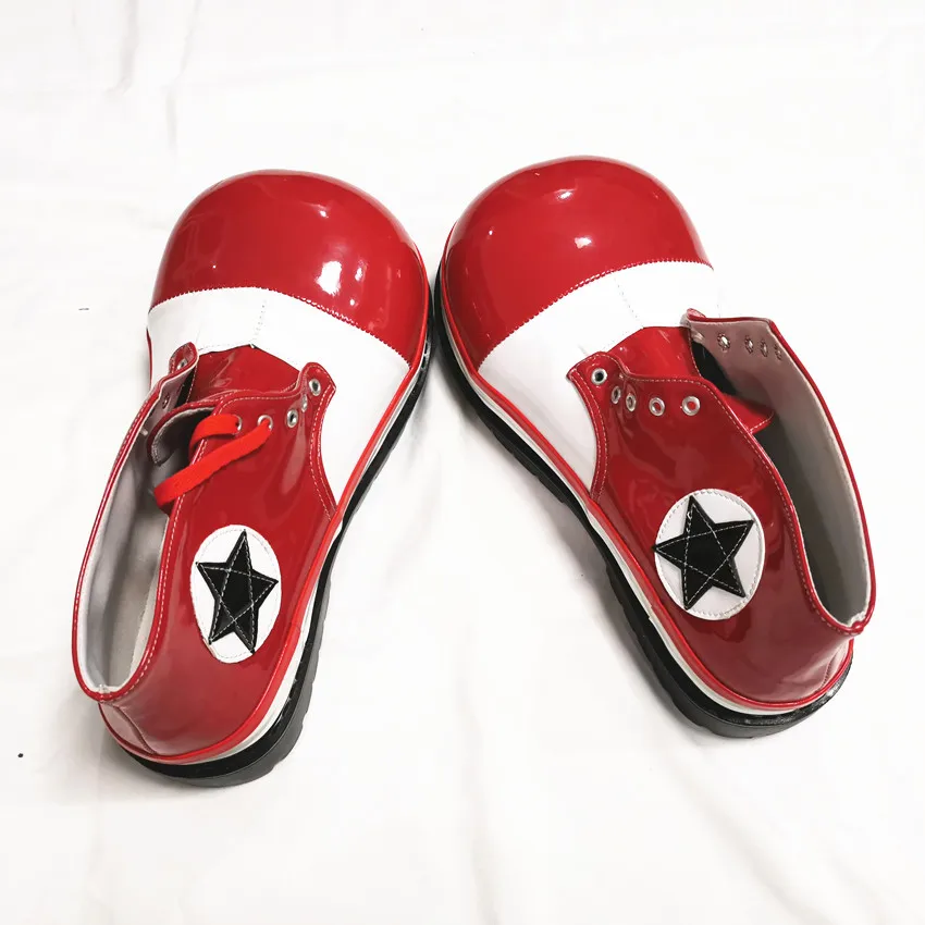 Stivali da clown rossi grandi da 34 cm Scarpe da club per adulti Scarpe da carnevale da uomo Divertenti Halloween Joker Cosplay Festival Party