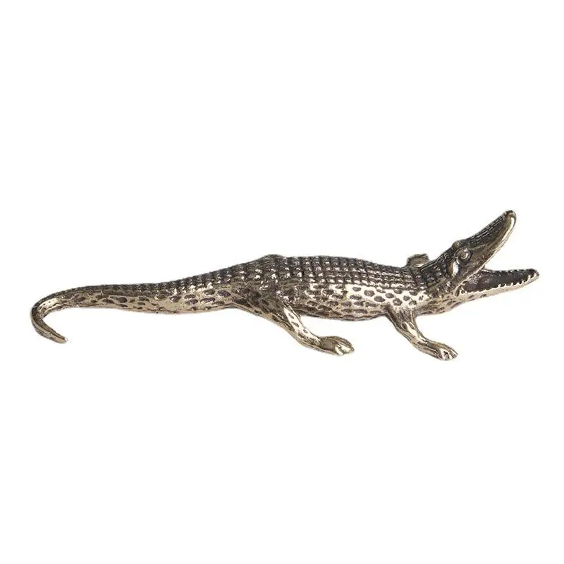 Creative Pure Brass Crocodiles Scary Statue Animal Model Figurine Home Decor Decoration Accessories Halloween Decor Ornament - view 6