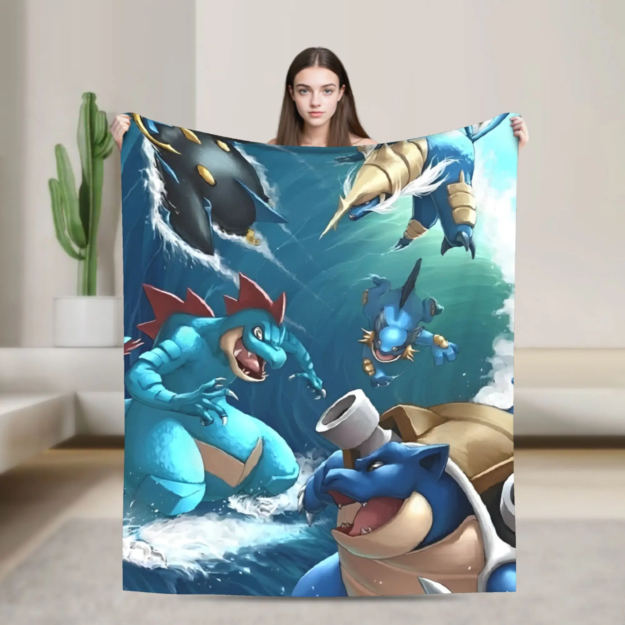 Squirtle Charizard Anime Warm Soft Blankets Plush Bedding Throws Street Trend Couch Chair Flannel Bedspread Sofa Bed Cover