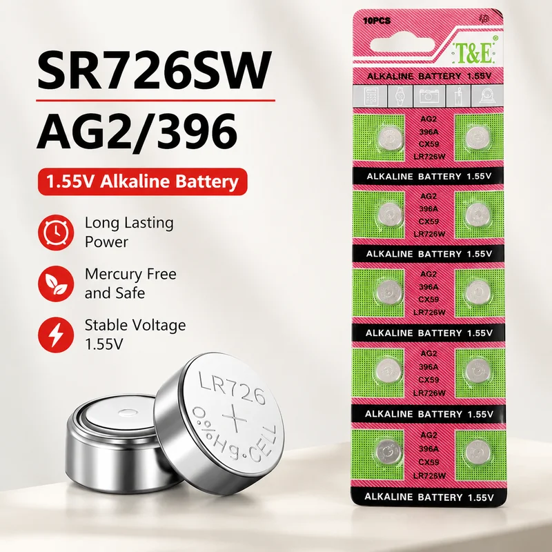 Button Cell Battery AG2 LR726 SR726W 1.5V 40-200PCS Replacement Coin Cell for Watch Toy Clock Calculator Remote
