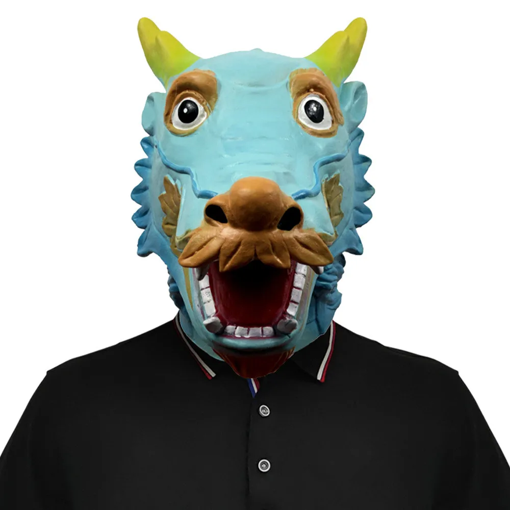 Chinesische Drachenkopfmaske Halloween-Party Großartiges Kostüm Vollgesichtsmaske Tier-Latexmaske Cosplay Verkleidung Kostüm-Requisiten – Detail 1
