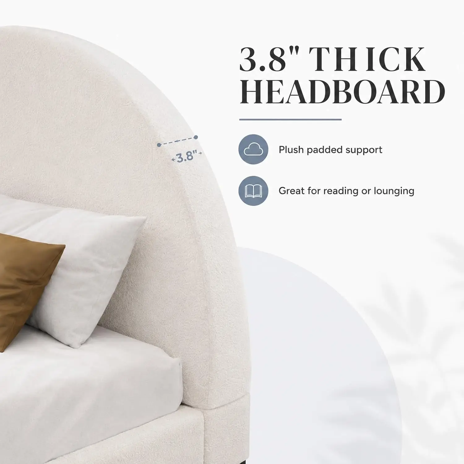 Queen Size Upholstered Platform Bed Frame Boucle Fabric Bedroom Furniture, Customized - view 4