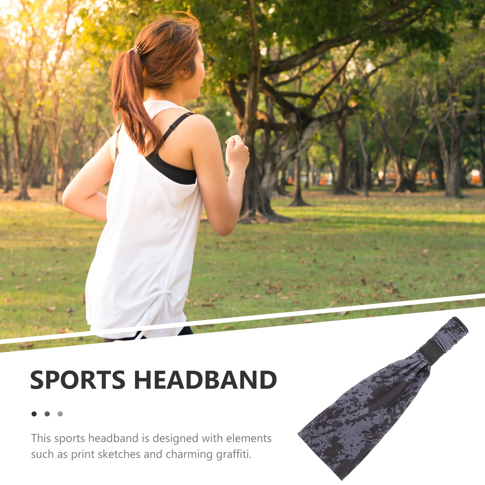 

Sports Headband Sweatbands Adjustable Exercise Headbands for Women Men Yoga Running Workout Fashion Sketch Graffiti Design Soft
