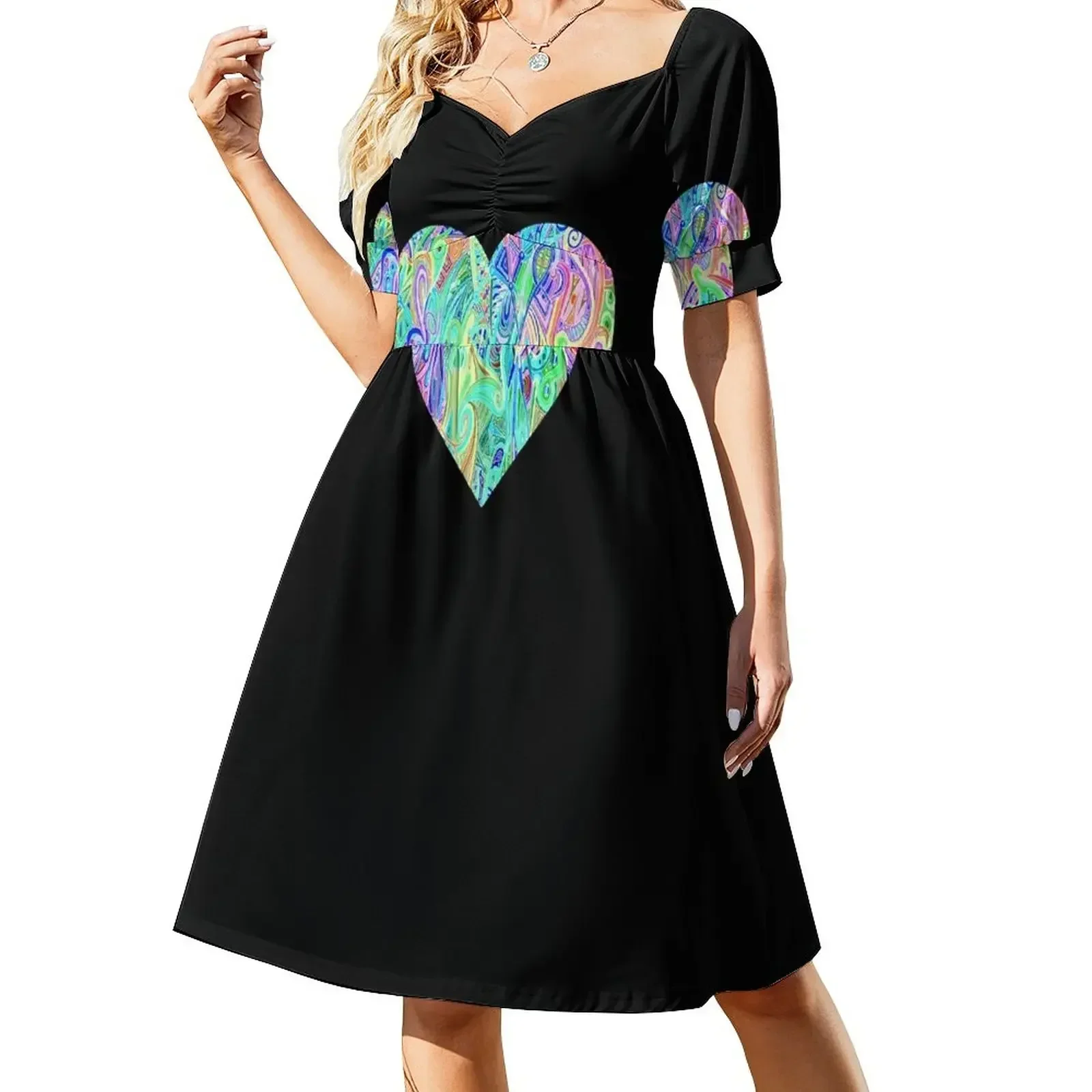 

Extreme Neon Glow Black Light Rave Heart Party Sleeveless Dress elegant and pretty women's dresses women dresses Dress