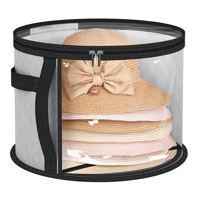 

-September Oversized Clear Hat Storage Bag For Women, Holds Up To 7 Caps For Closet, Wide Brims Hat Case With Carrying Handles