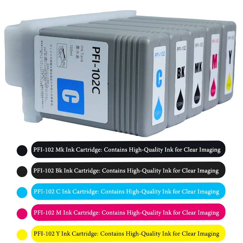 PFI 102 PFI-102 PFI102 Ink Cartridge-130ML For Canon iPF500/510 iPF600/605/610 iPF700/710/720/760 iPF650/655 iPF750/755 Printer