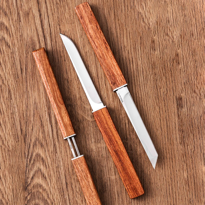 2-in-1 Double Blade Knife Kitchen Utility Knife with Wood Handle Chef Knife Barbecue Fishing Knife Meat Cleaver Butcher Knife