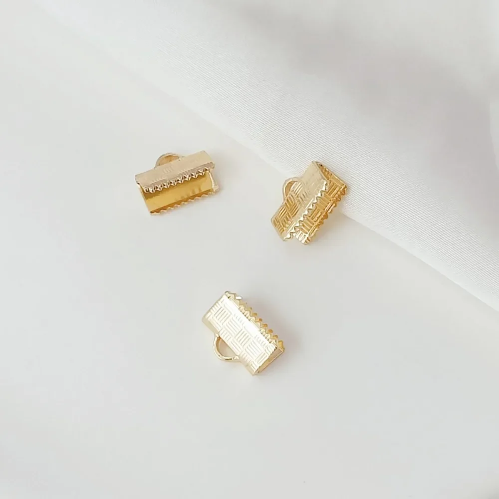 

14 К позолоченные пряжки для жилета с короткими зубьями, пряжки для ленты, плоские кожаные пряжки для веревки, ювелирные аксессуары ручной работы «сделай сам»