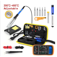 Adjustable Temperature Soldering Iron Kit 60W with 15pc Accessories for PCB Repair, EU/US/UK Plug Tools