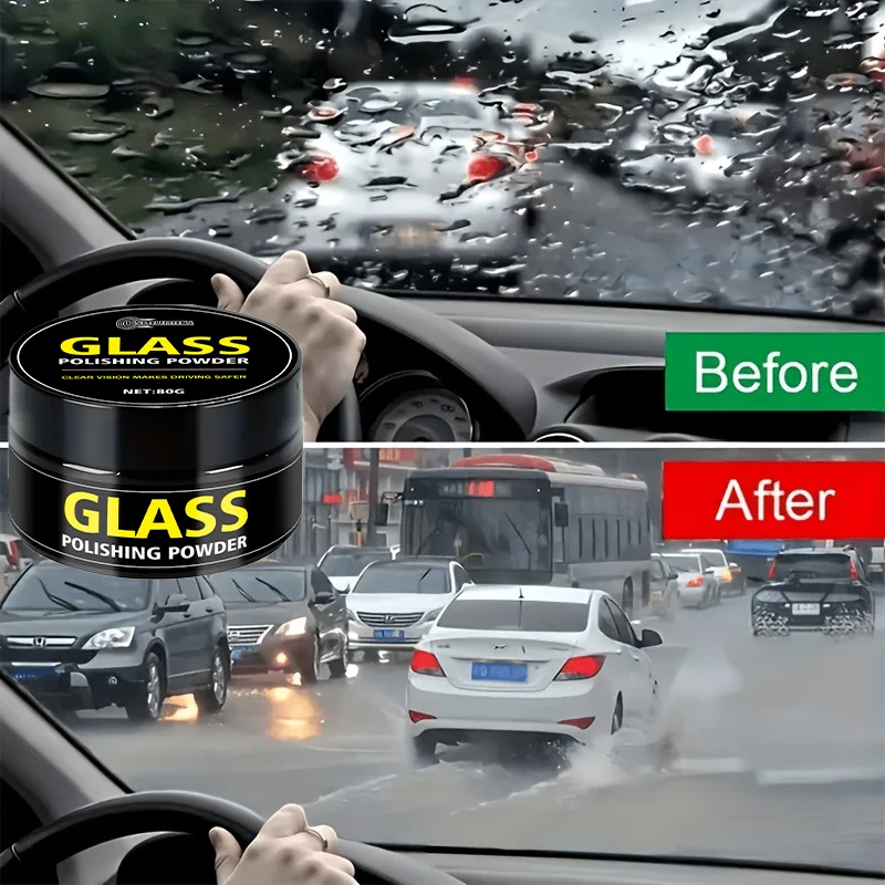 Car Windshield Glass Polishing Powder Renovation Kit Scratch Removal Enhances Clarity & Brightness for Auto Windscreen Maintenan
