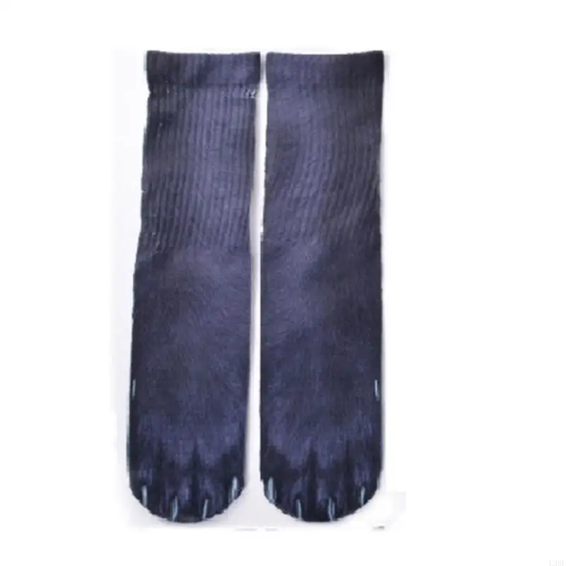 L38E 3D Print Animal Foot Socks 1 Pair Funny Digital Simulation Socks Unisex for Men Women Teens Halloween Christmas Costume