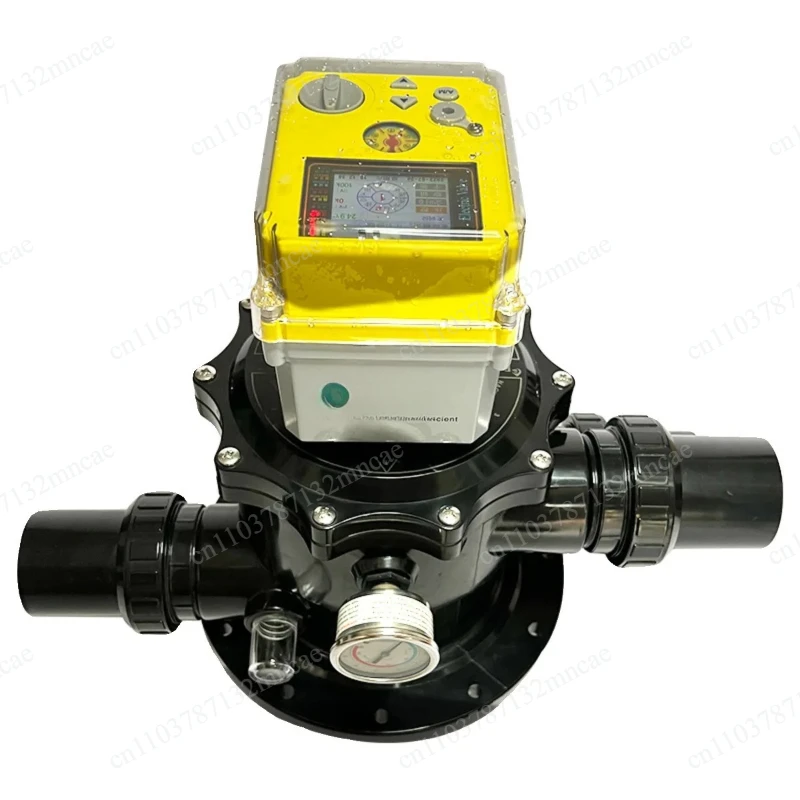 Smart 6 Position Backwash Valve for Automatic Pool Filter Cleaning, 110V-240V Wide Voltage Multi Port Plumbing System