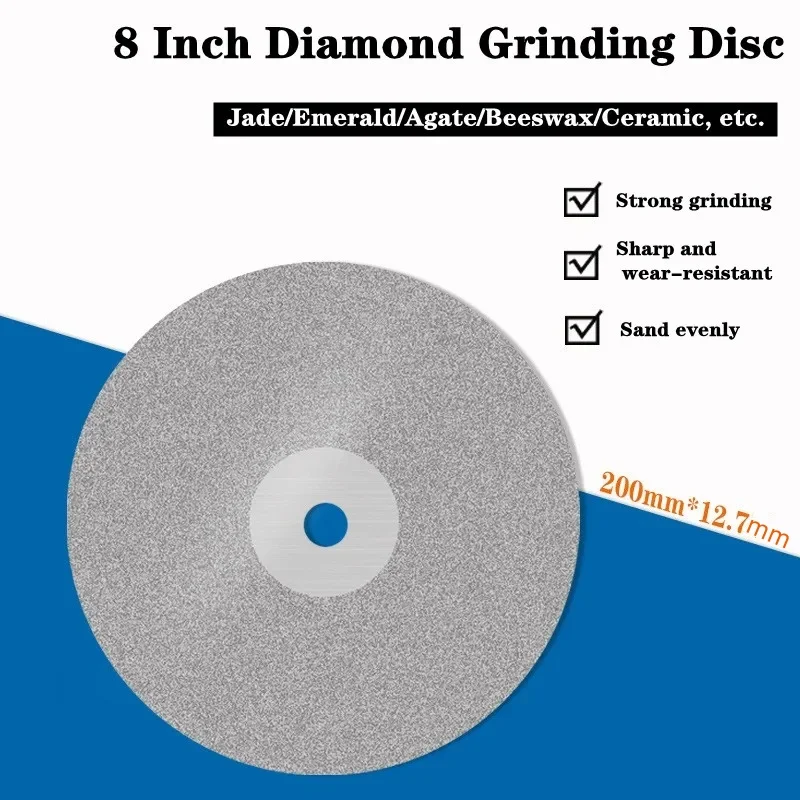 8 Inch 200mm Single Side Diamond Coated Flat Lap Wheel Polishing Wheels Jewelry Grinding Polished Disc 46-2000 Grit