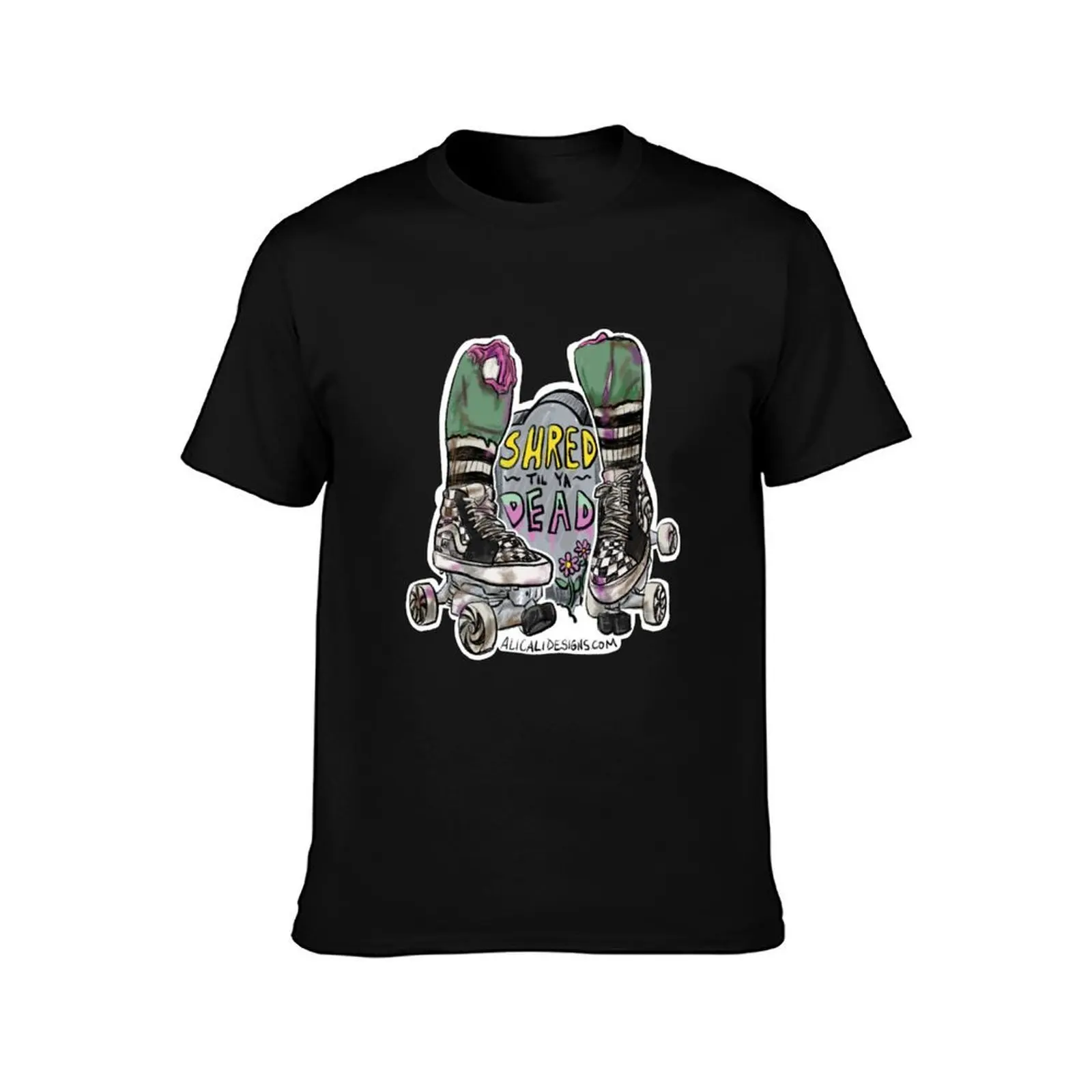 Shred til ya dead T-Shirt, Summer Casual Cotton Tee, Oversized Streetwear Tops, Vintage Graphic Print, Loose Fit Short Sleeve