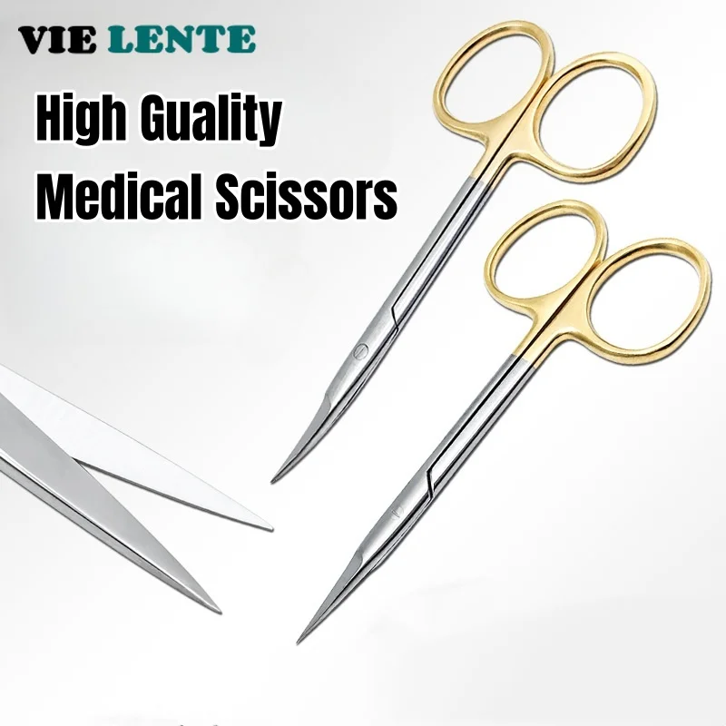 High Quality Straight Elbow Ordinary Medical Eye Scissors Cosmetic Eye Scissors Eye Opening Paper Cuttings Towel Scissors