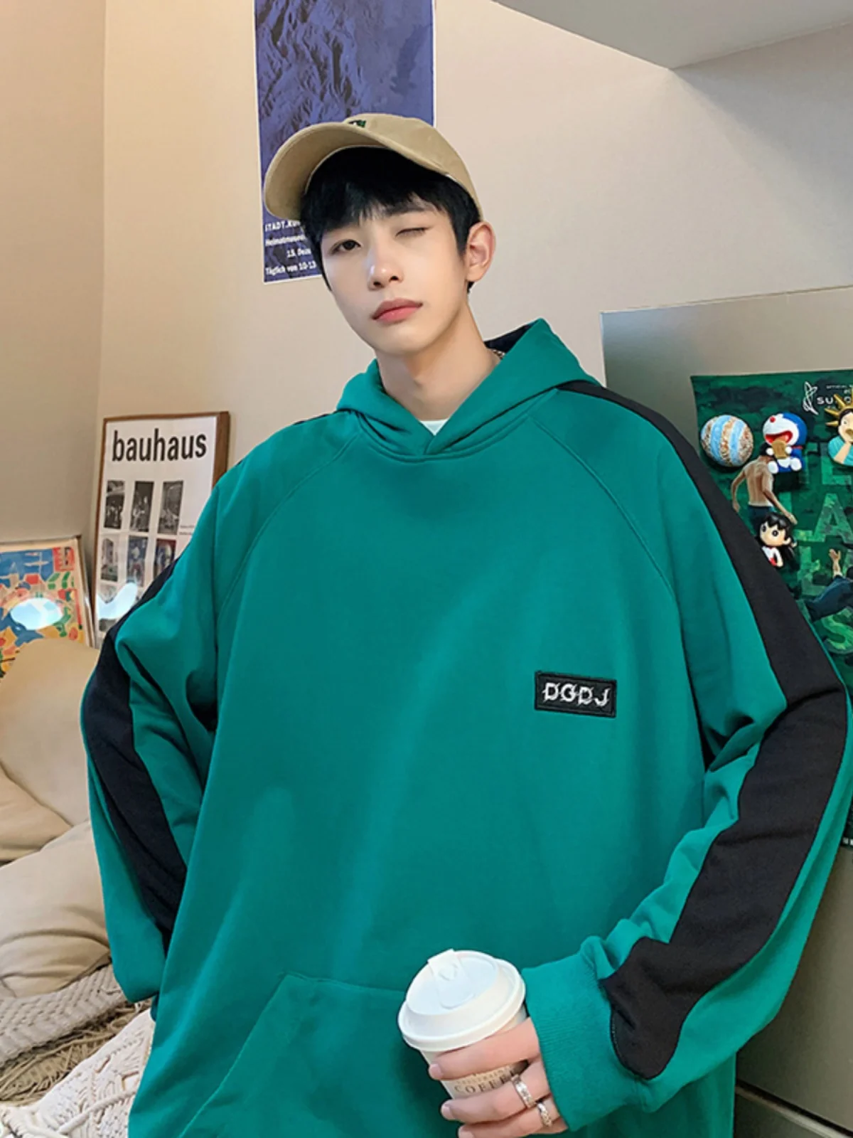 

Loose Fit Hoodie Sweatirt for Men Spring Autumn Casual Wear Teenage Boy Full Zipper Comfortable Soft Cotton Print Design